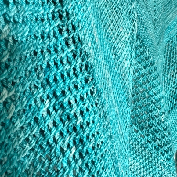 Hand Crocheted Ocean Blue Shawl - Picture 2 of 5